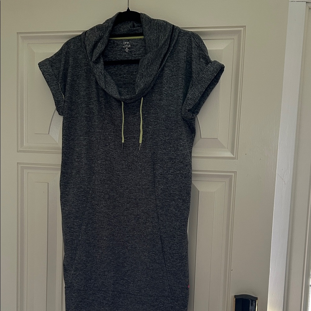 Pink Lotus Girls Heather Gray Short-Sleeve Cowl Neck Pullover with Neon Accents